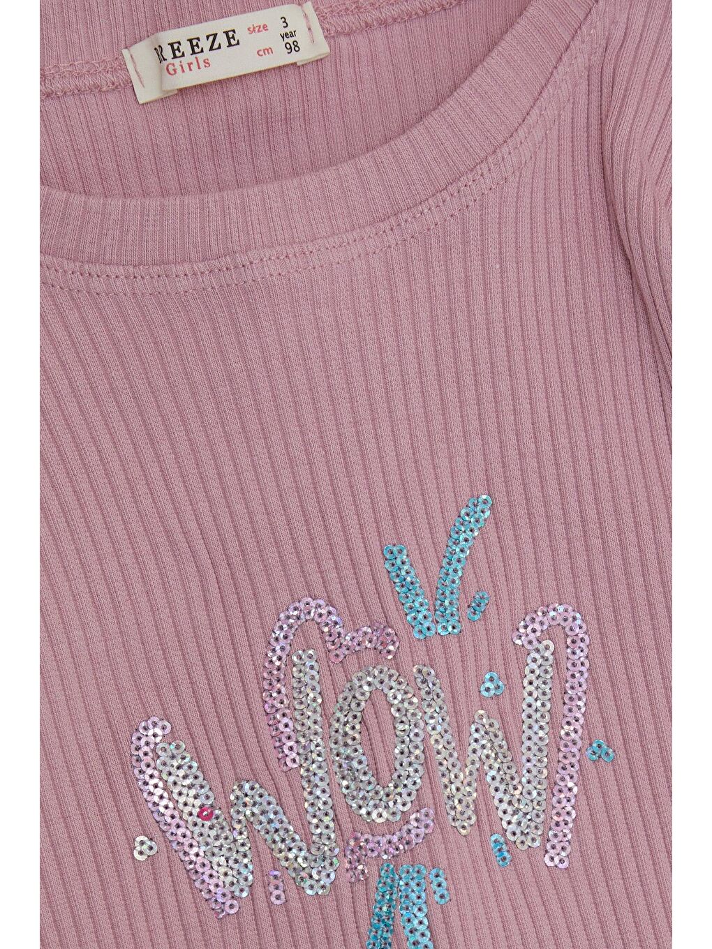Pembe Kız Çocuk Tayt Takımı Pullu Yazı Baskılı Gülkurusu (1.5-4 Yaş)-4