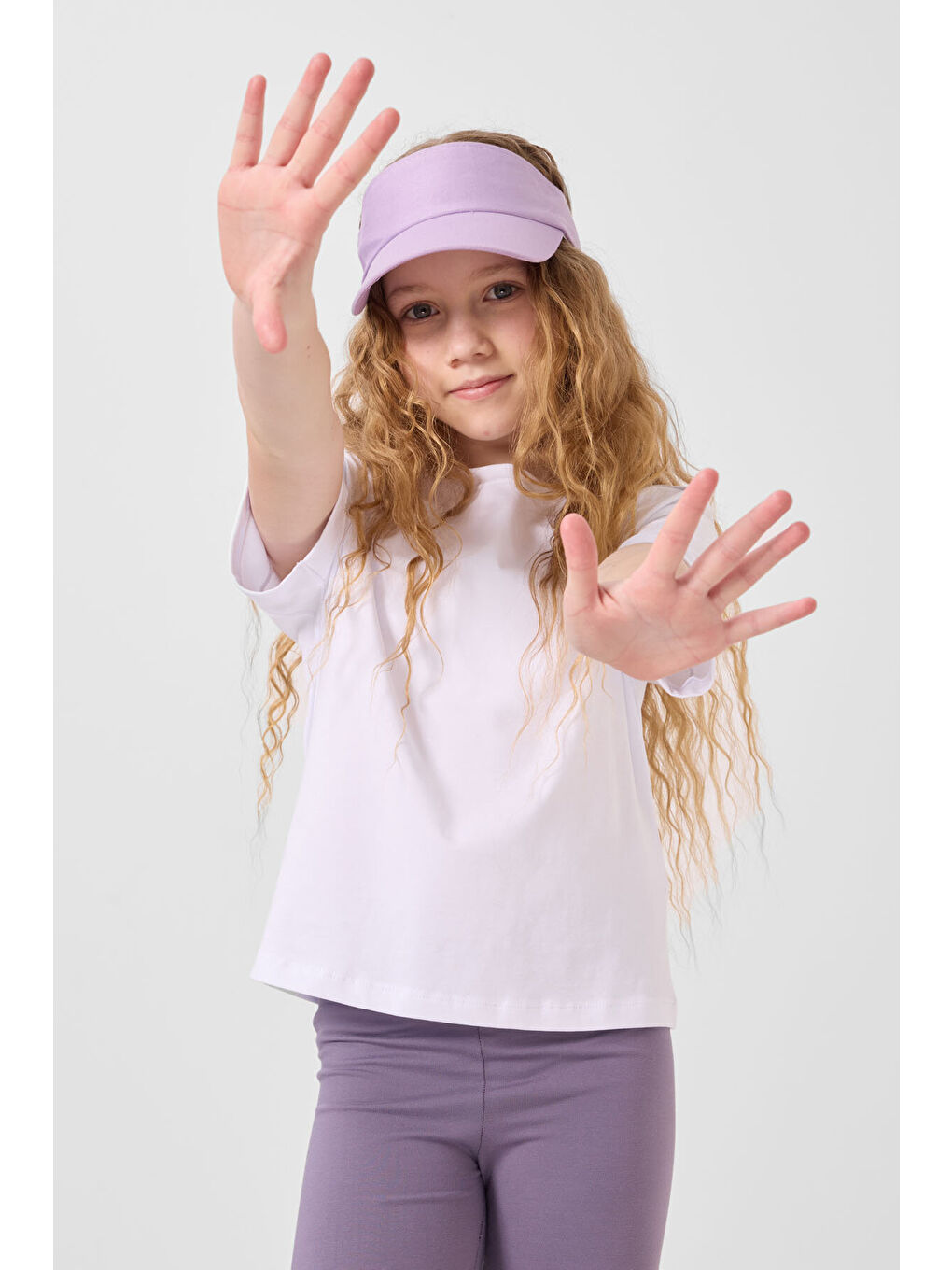 Standart Fit Basic 3lü Paket Eflatun-Gül Kurusu-Koyu Gri  Kız Çocuk Tayt - 75188-1