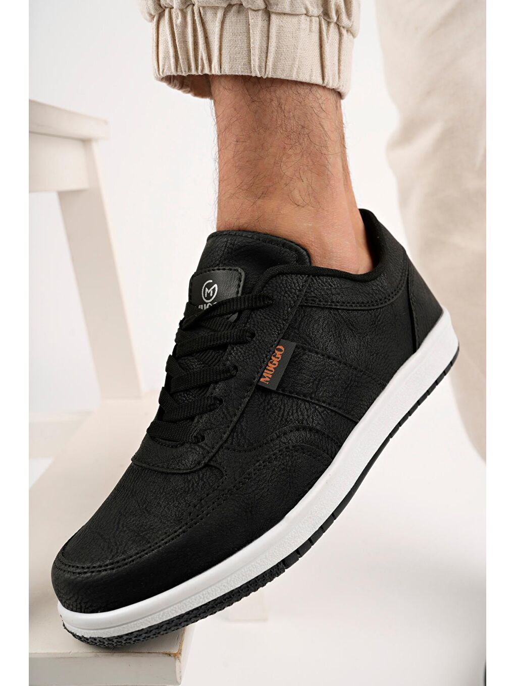 Siyah JOEL Erkek Günlük Casual Bağcıklı Sneaker Spor Ayakkabı-4