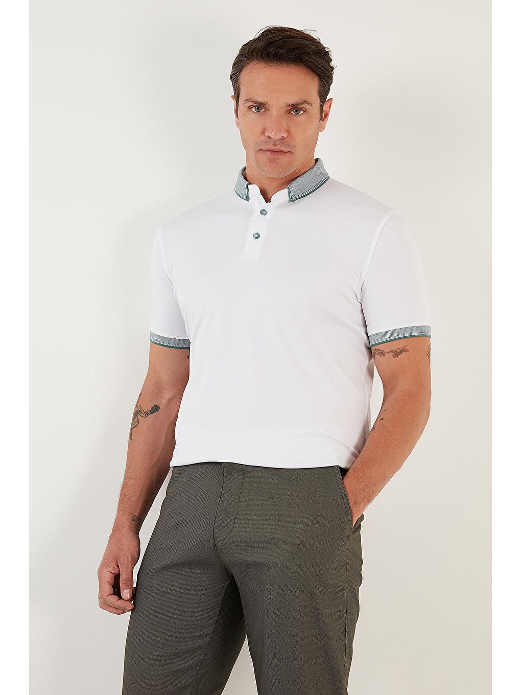 Buratti Beyaz Pamuklu Slim Fit Polo T Shirt 646R4560