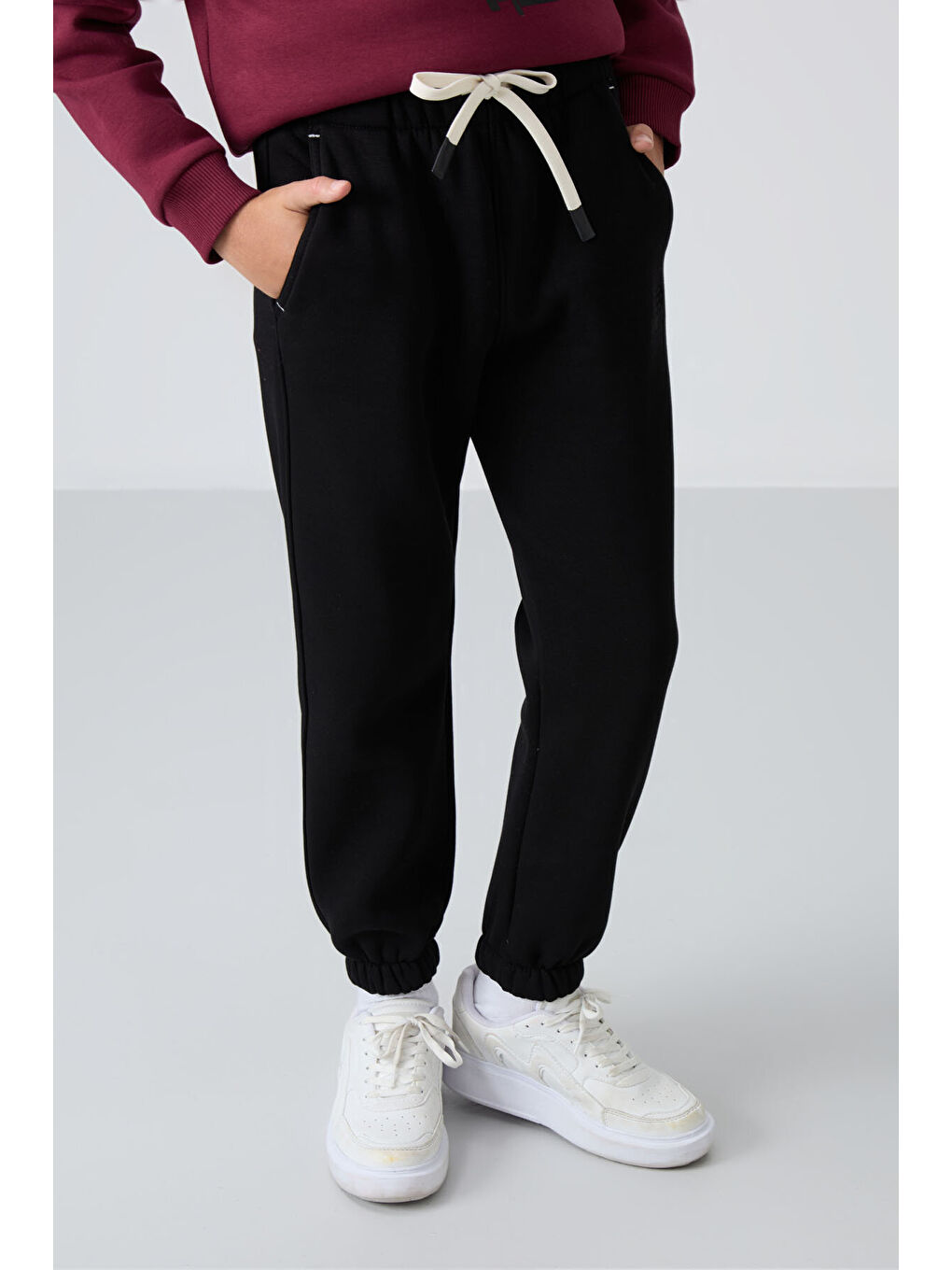 Standart Fit Basic 2li Paket Siyah-Bej Erkek Çocuk Eşofman Alt - 11225-3