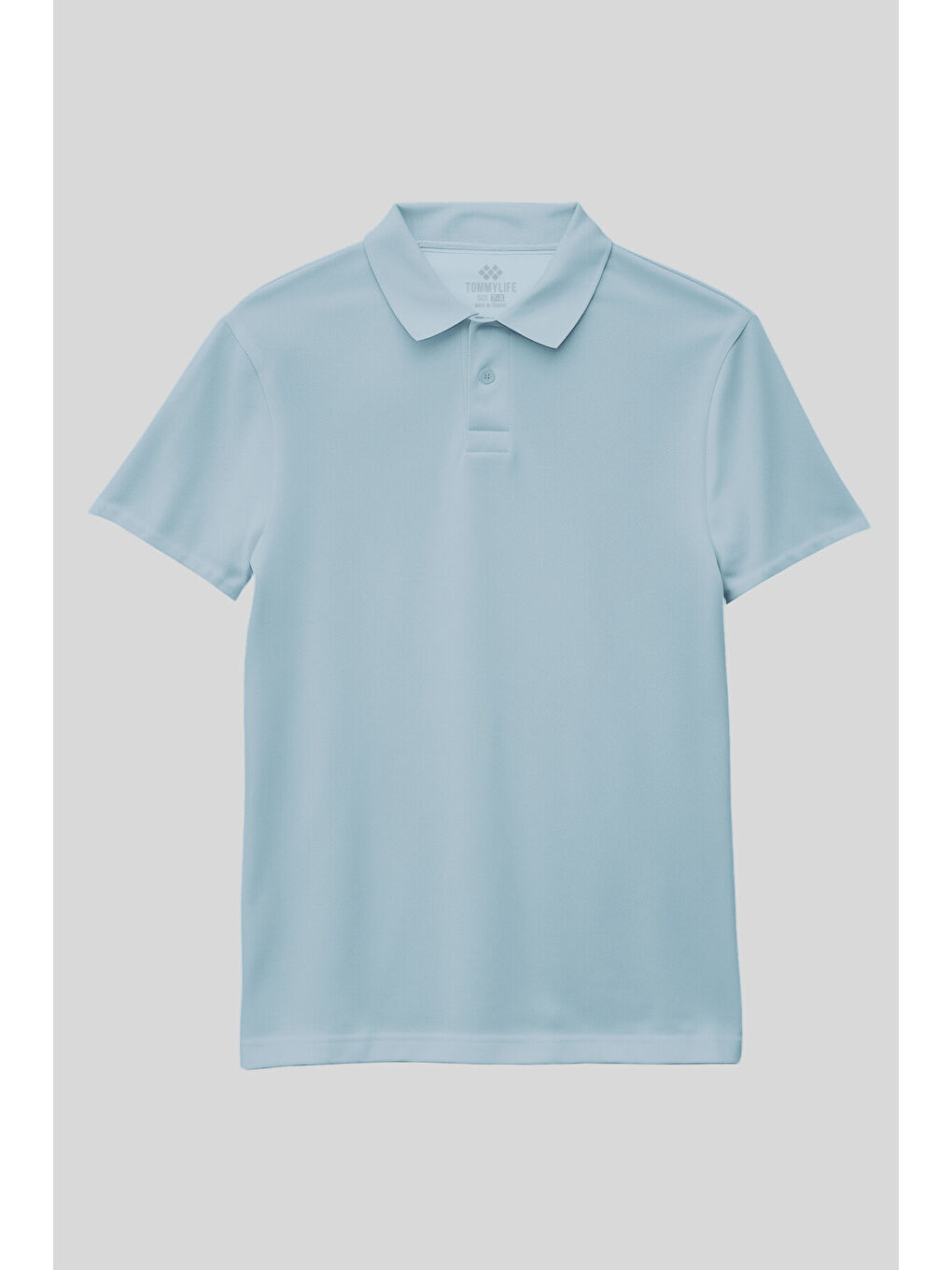 Açık Mavi Polo Yaka Standart Fit Basic Unisex T-Shirt - 11330