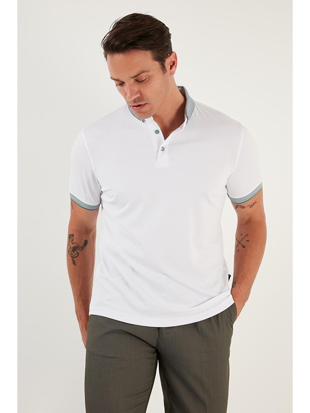 Buratti Beyaz Pamuklu Slim Fit Polo T Shirt 646R4560 - 1