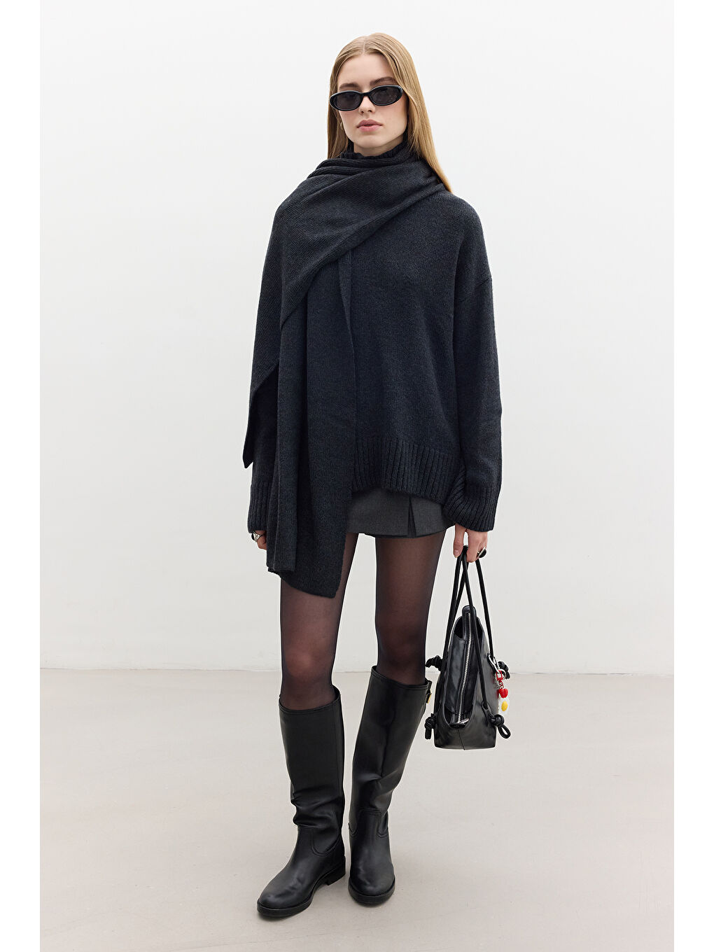 Karışık Oversize Yumuşak Kazak Kömür-1