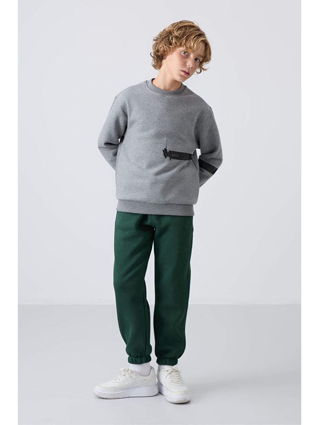 Standart Fit Basic 2li Paket Siyah-Çam Yeşili Erkek Çocuk Eşofman Alt - 11225-1