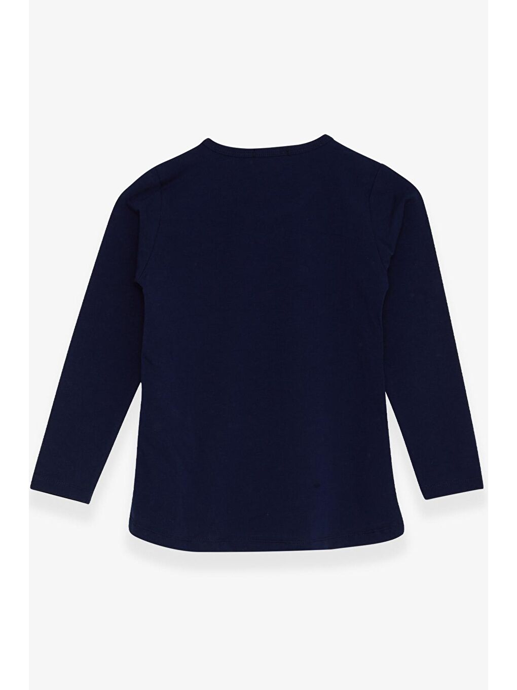 Kız Çocuk Uzun Kollu Tişört Taşlı Yazı Baskılı Lacivert (6-12 Yaş)-1