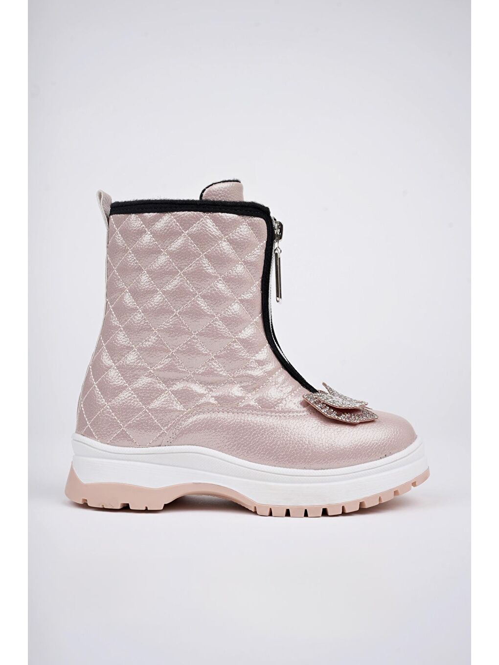 Pembe PONNY Tırtıklı Kaymaz Taban Önü Fermuarlı ve Fiyonklu Çocuk Kışlık Bot-2