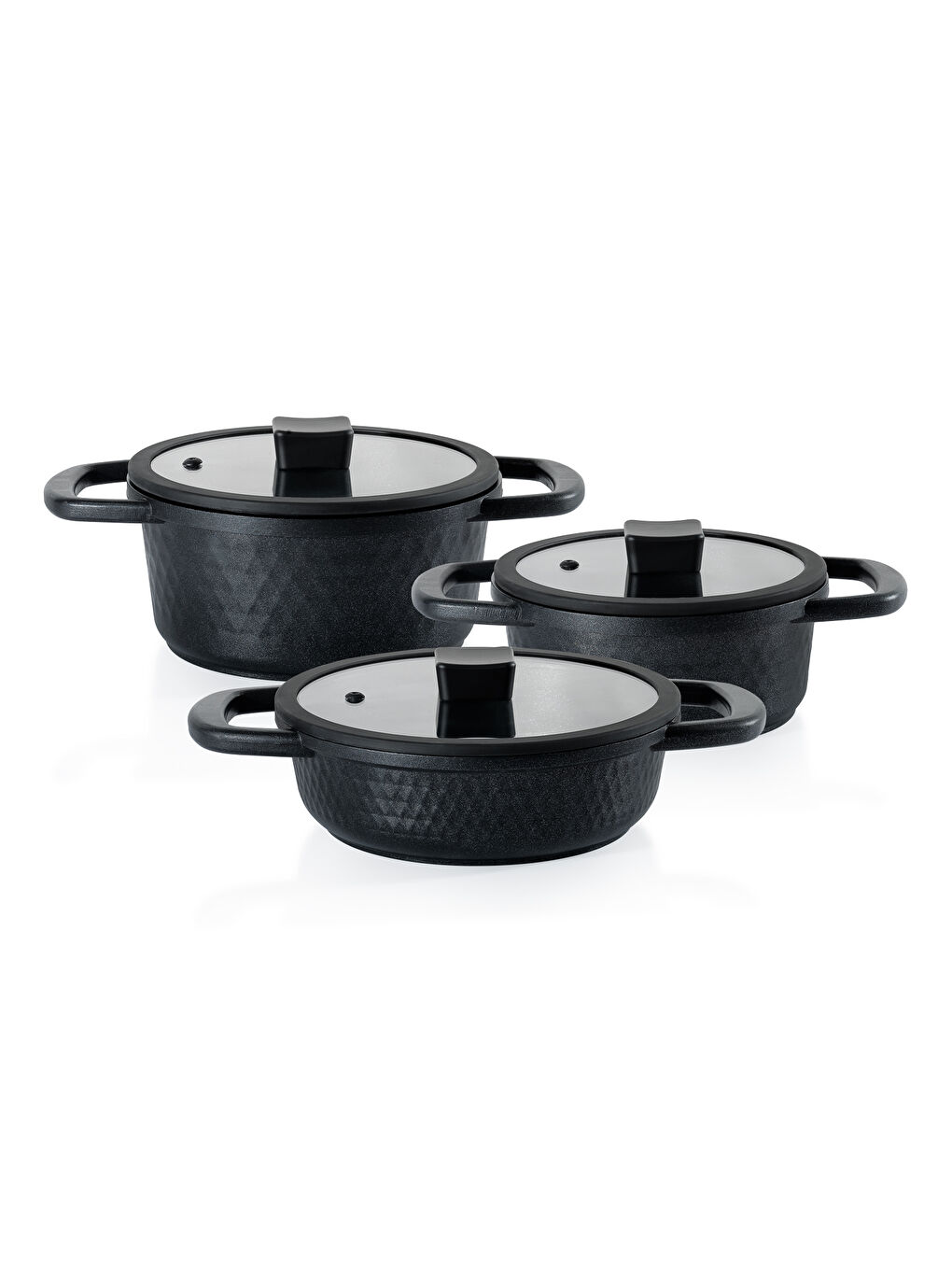 Hektor 3 lü Döküm Tencere Seti 6 Parça-Siyah-2