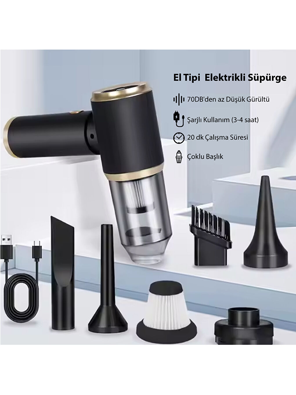 Kablosuz Mini Elektrikli Süpürge – Güçlü Emiş & Üfleme Özelliği ile Kusursuz Temizlik-2