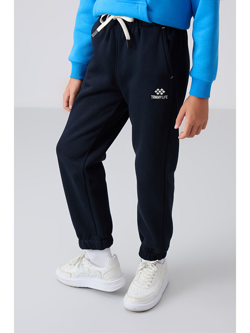 Standart Fit Basic 2li Paket Lacivert-Gri Melanj Erkek Çocuk Eşofman Alt - 11225-1