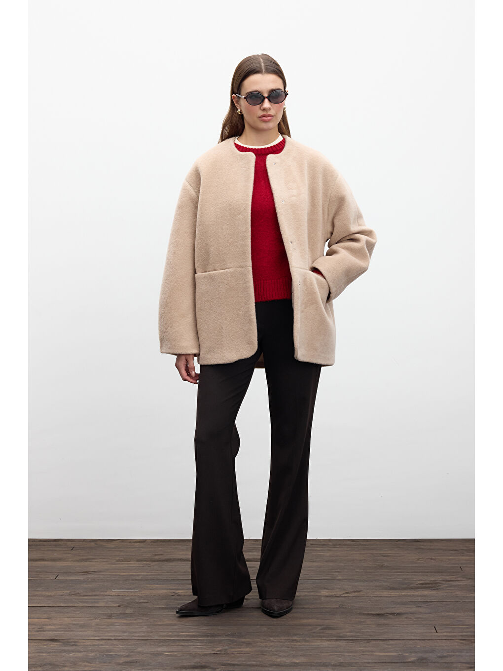 Bej Cepli Kaşe Kaban Latte-2