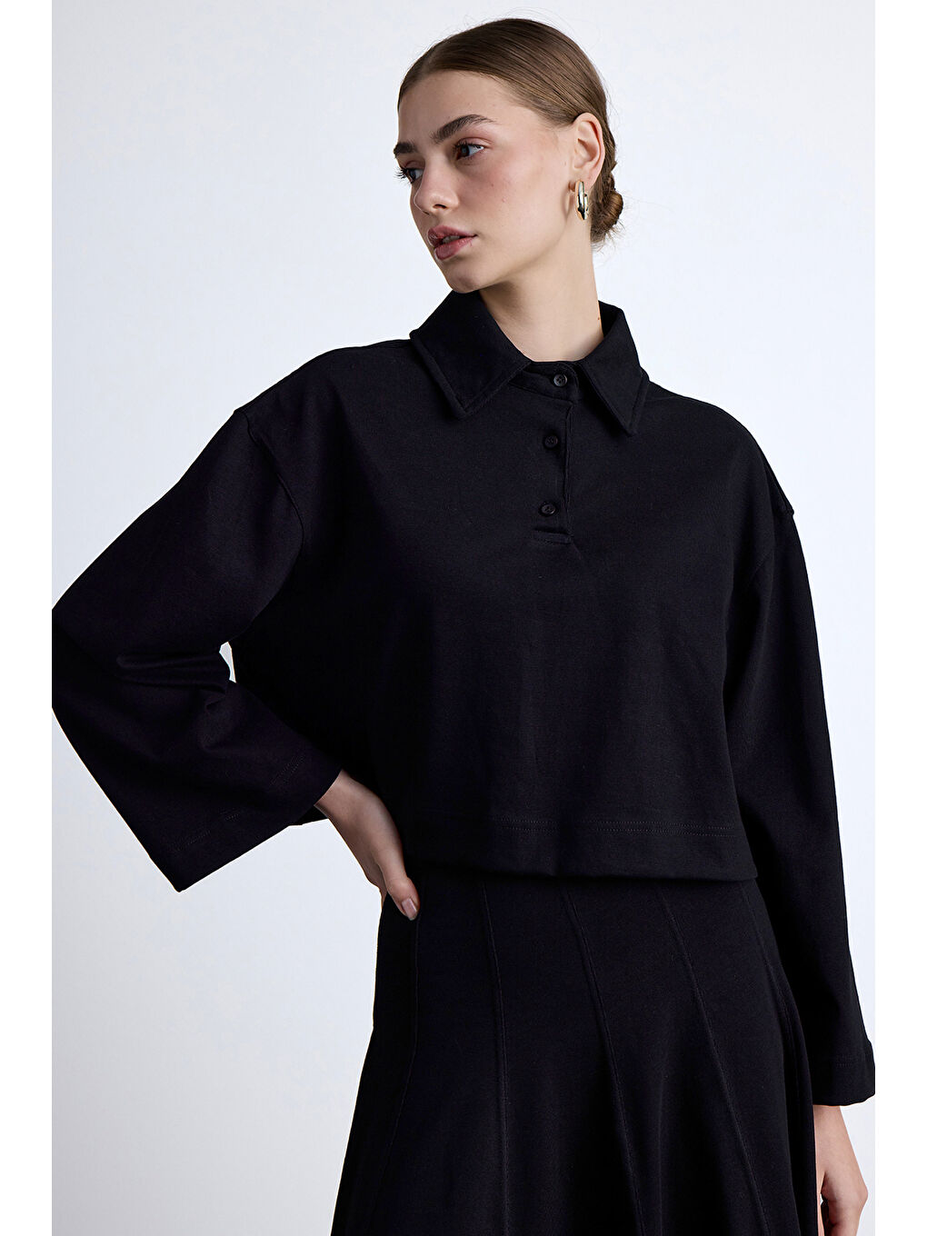 Premıum Örme Oversıze Bluz Siyah