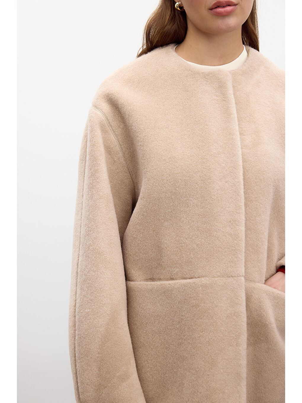 Bej Cepli Kaşe Kaban Latte-4