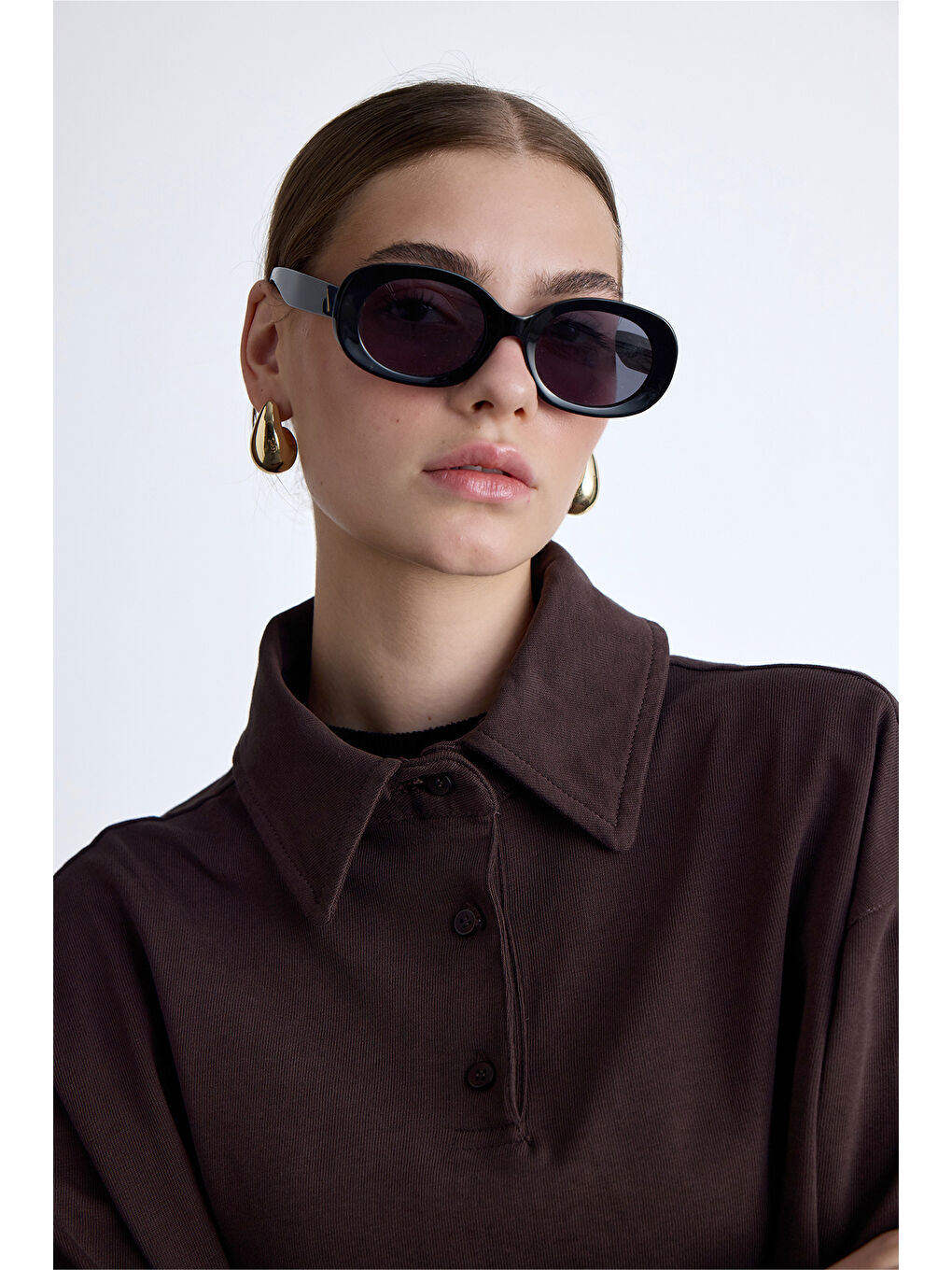 Premıum Örme Oversıze Bluz Kahverengi-2