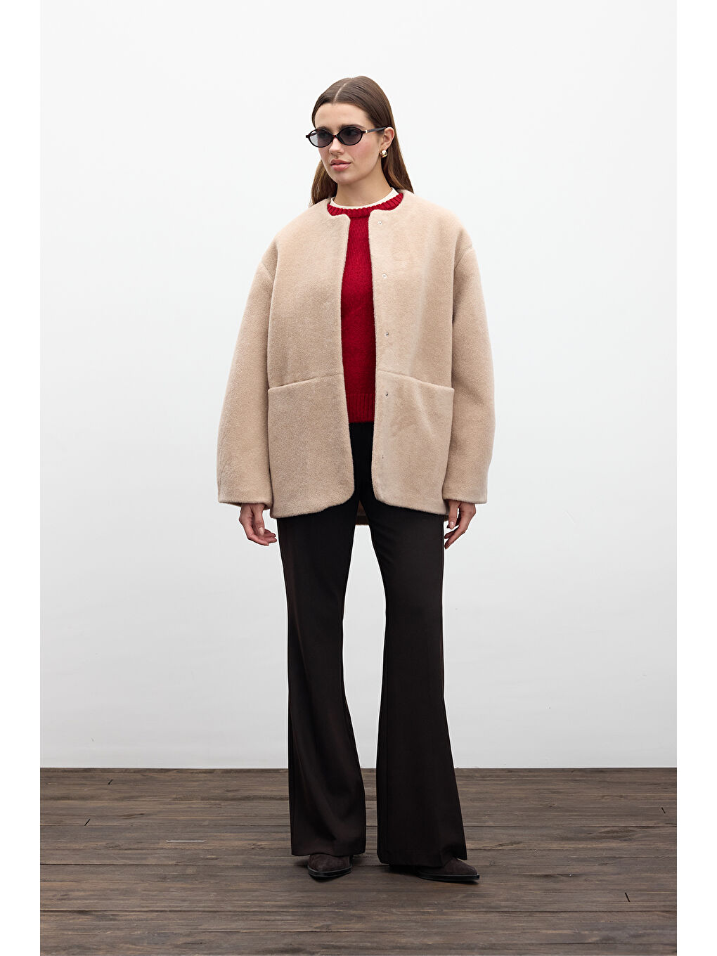 Bej Cepli Kaşe Kaban Latte-6