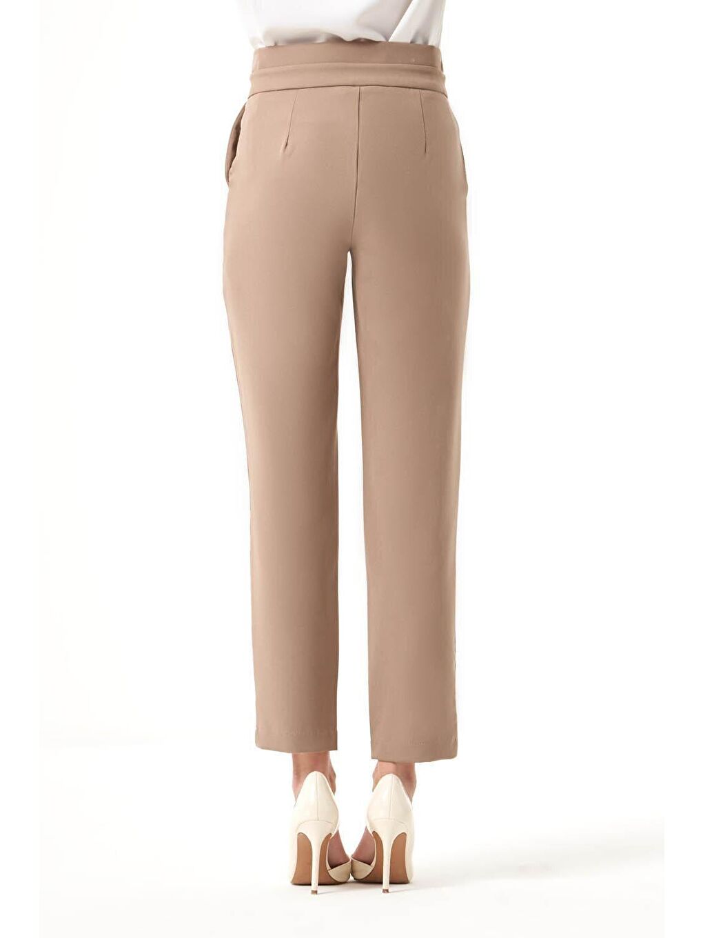 Bej Kat Kemerli Vizon Pantolon-13