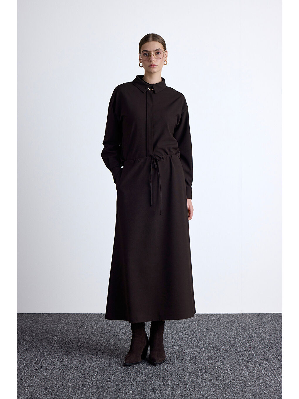 Kahverengi Bel Ayarlamalı Etek Acı Kahve-1