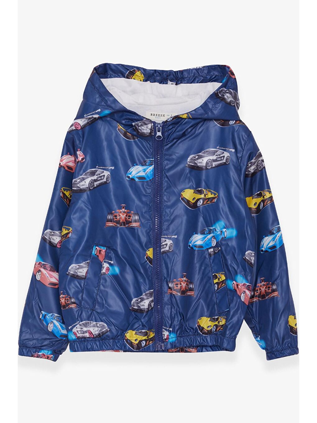 Erkek Bebek Yağmurluk Araba Desenli Lacivert (1 Yaş)