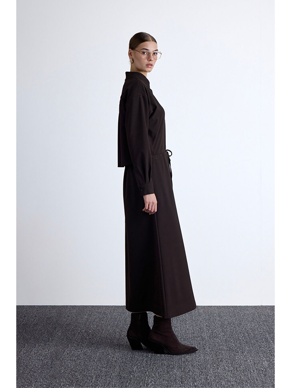 Kahverengi Bel Ayarlamalı Etek Acı Kahve-4