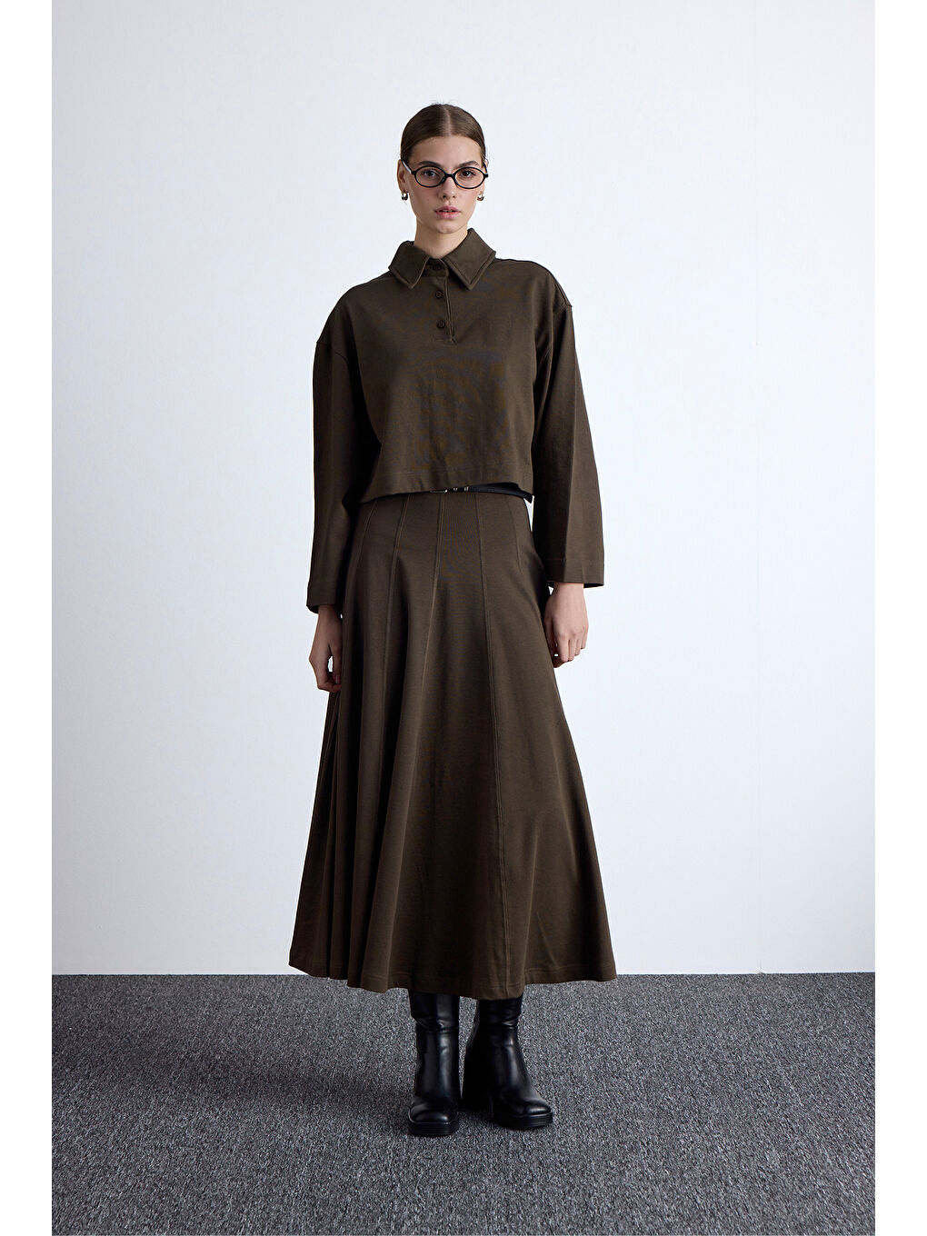 Premıum Örme Oversıze Bluz Haki