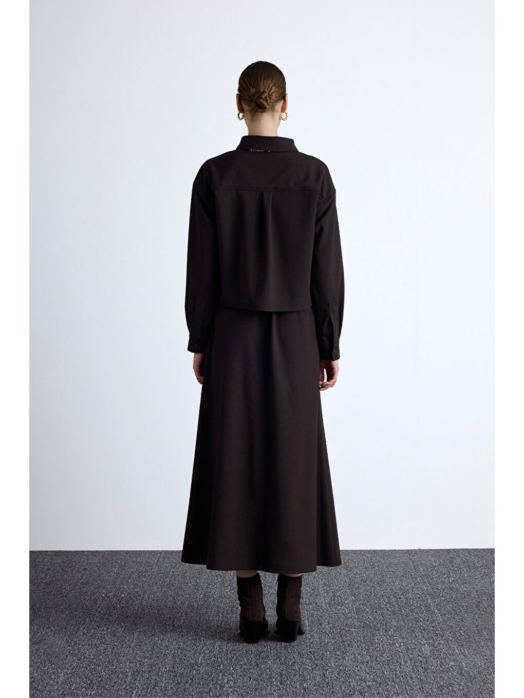 Kahverengi Bel Ayarlamalı Etek Acı Kahve-6