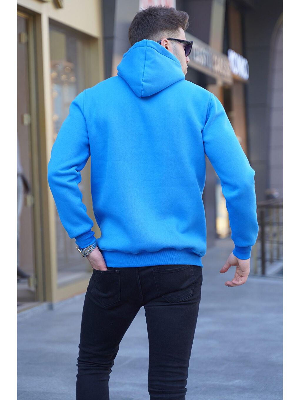 Madmext Saks Baskılı kapüşonlu Sweatshirt 5898 - 1