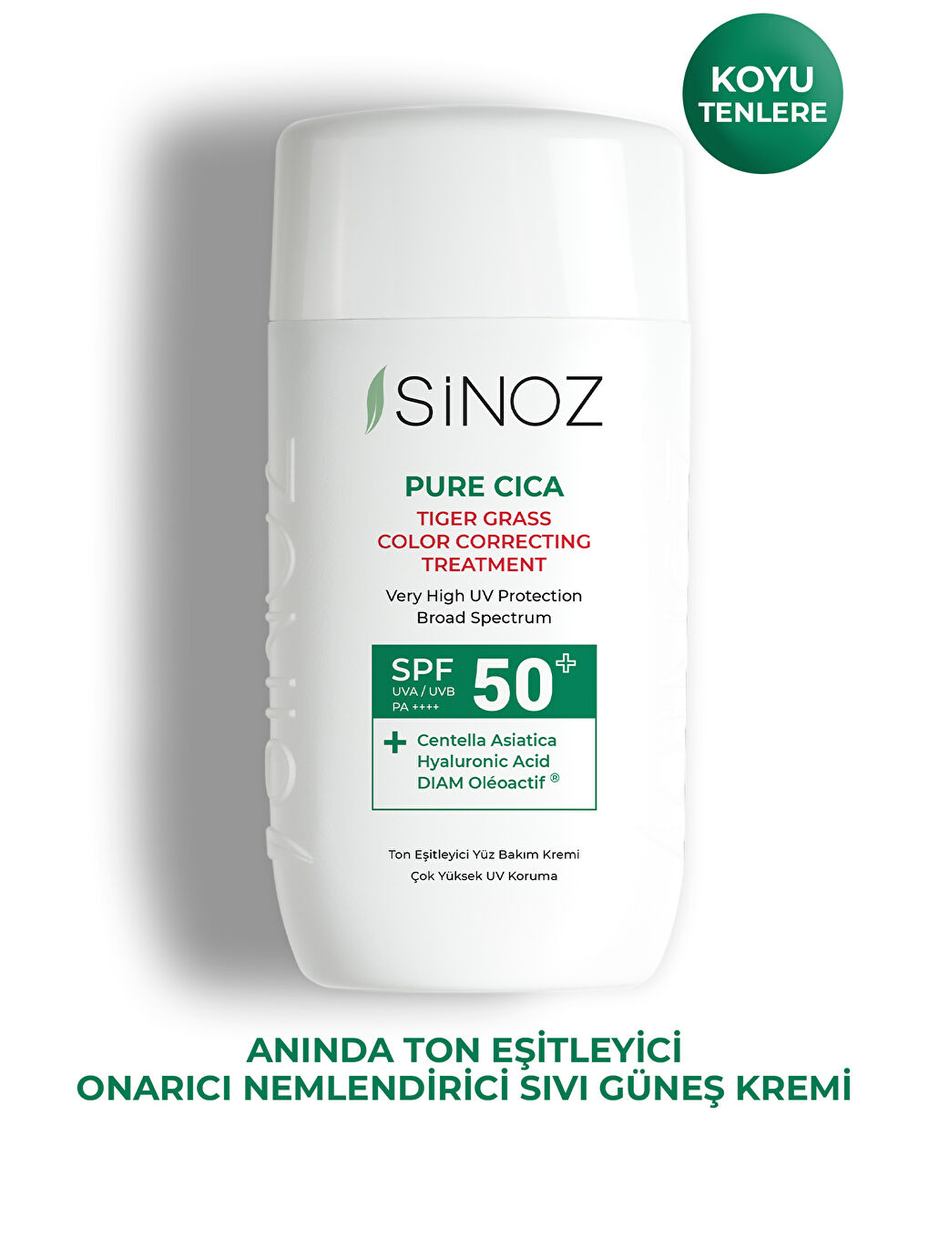 Pure Cica Tiger Grass Anında Ton Eşitleyici Onarıcı Nemlendirici Spf50 Sıvı Yüz Güneş Kremi