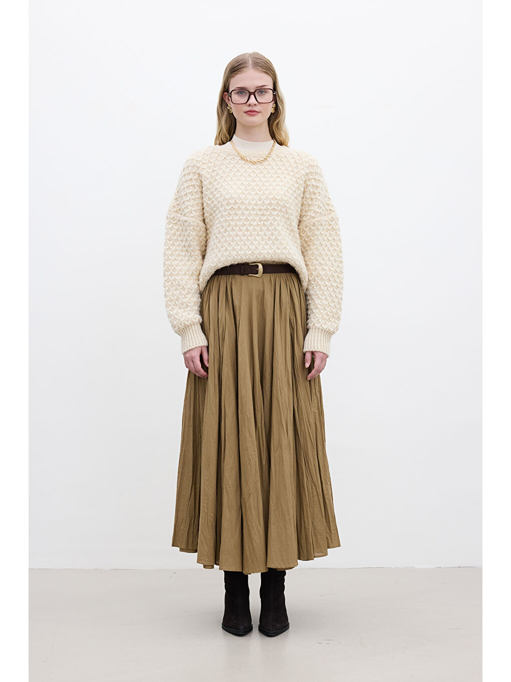 Bej Pılıse Maxı Etek Toprak