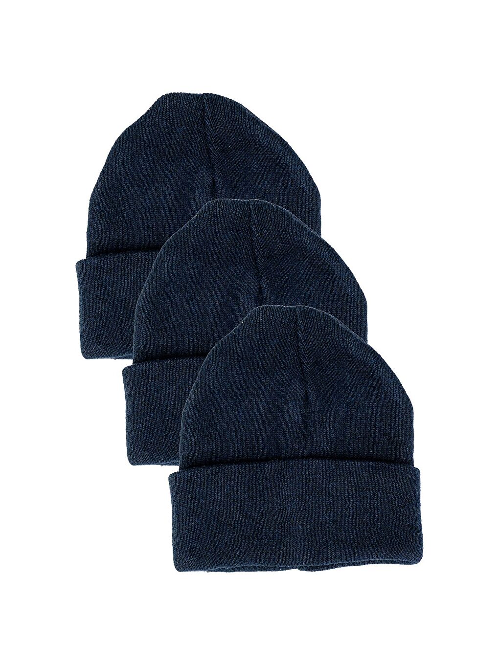 3'lü Erkek Lacivert Katlamalı Kışlık Bere