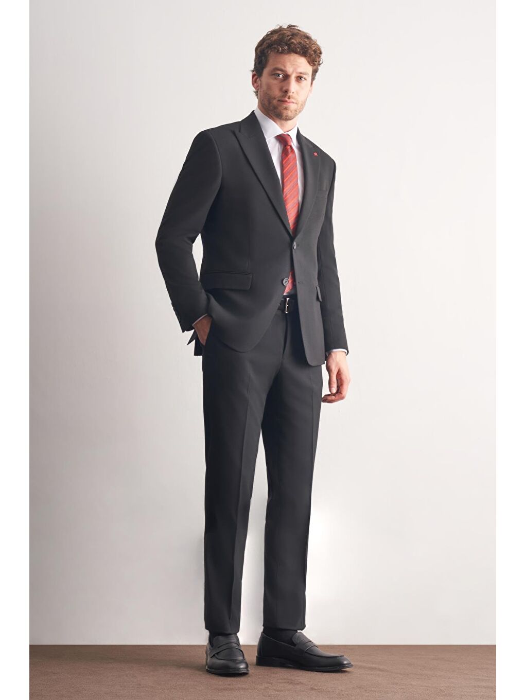 Siyah Kırlangıç Yaka Tam Astar 6 Drop Slim Fit Takım Elbise 1001255162-1