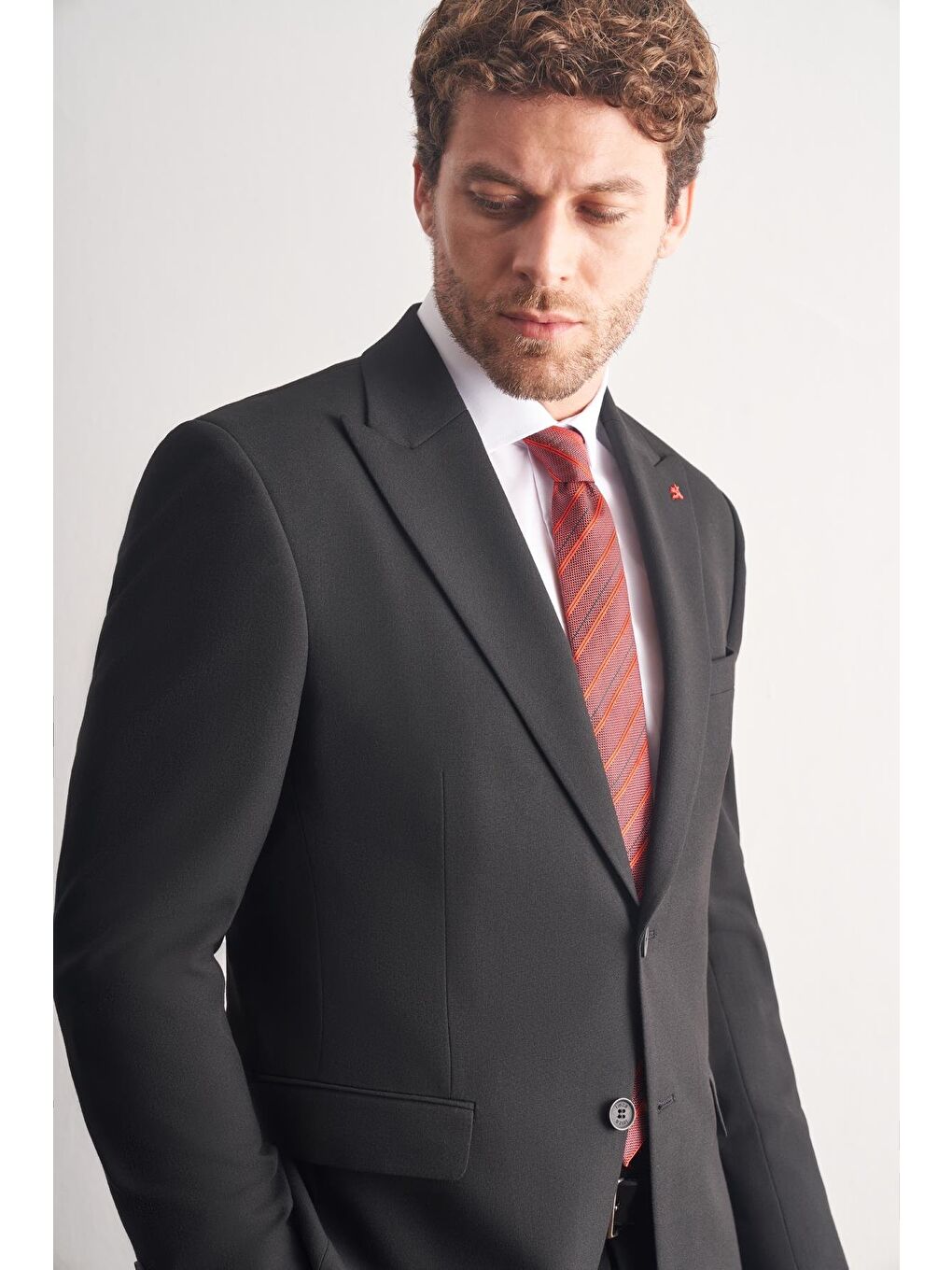 Siyah Kırlangıç Yaka Tam Astar 6 Drop Slim Fit Takım Elbise 1001255162-3