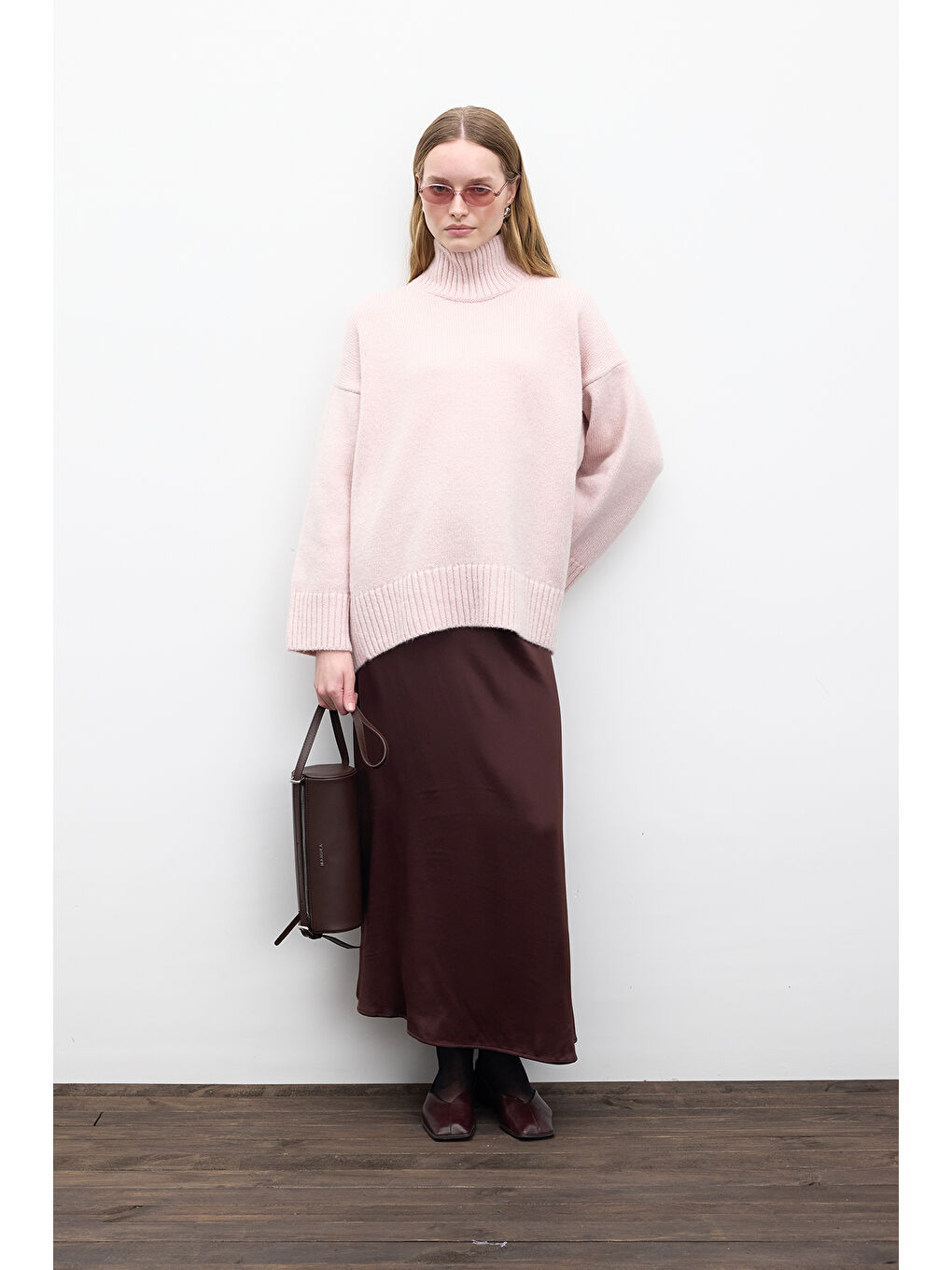 Kahverengi Saten Midi Etek Acı Kahve-1