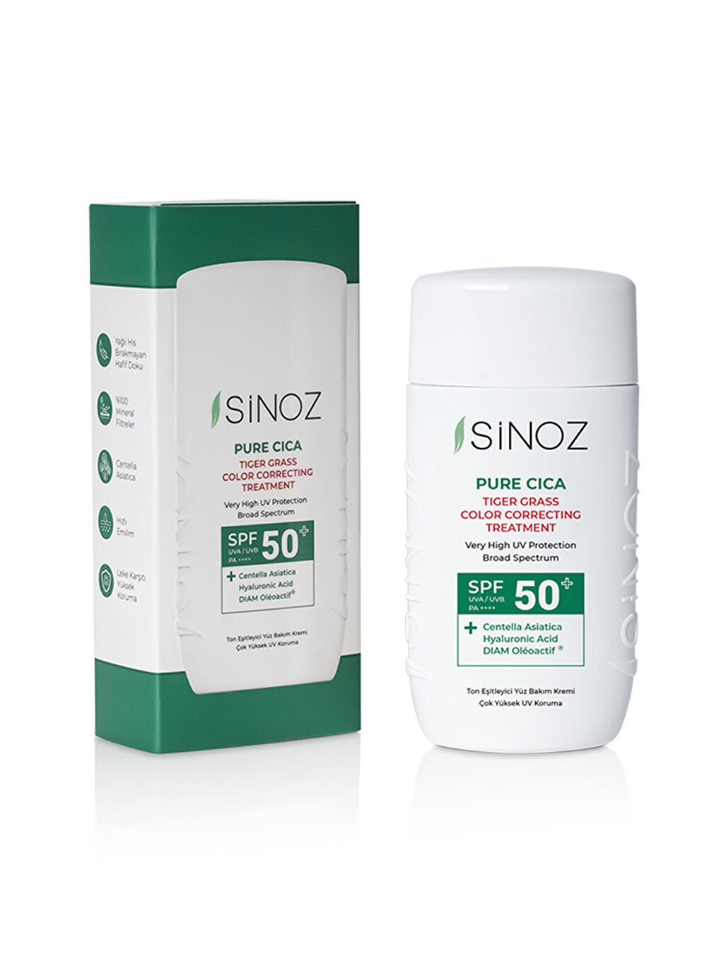 Pure Cica Tiger Grass Anında Ton Eşitleyici Onarıcı Nemlendirici Spf50 Sıvı Yüz Güneş Kremi-5