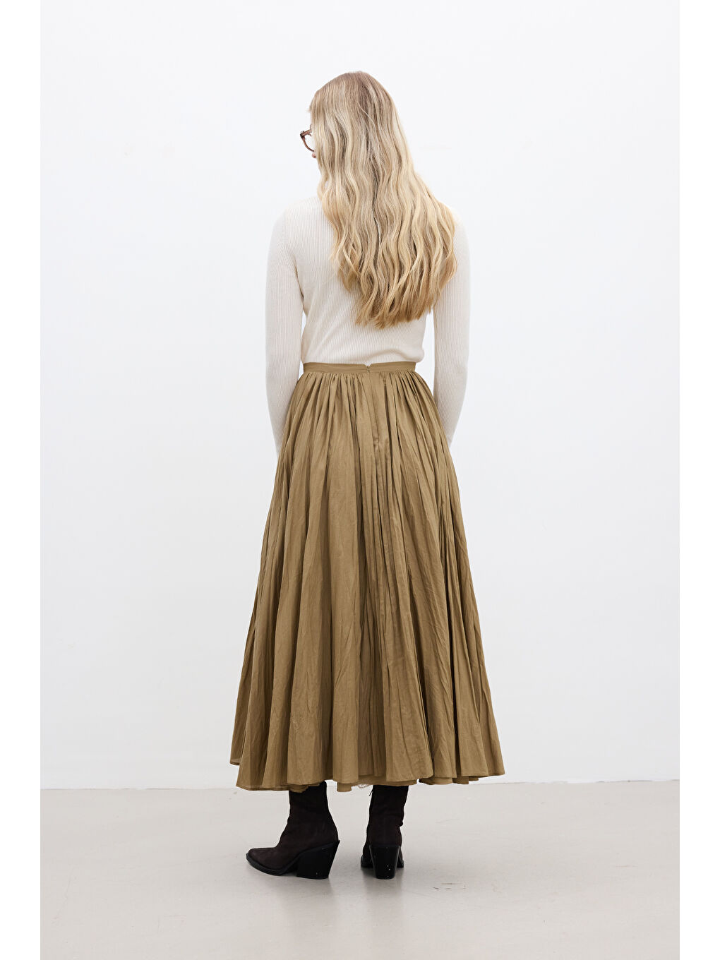 Bej Pılıse Maxı Etek Toprak-5