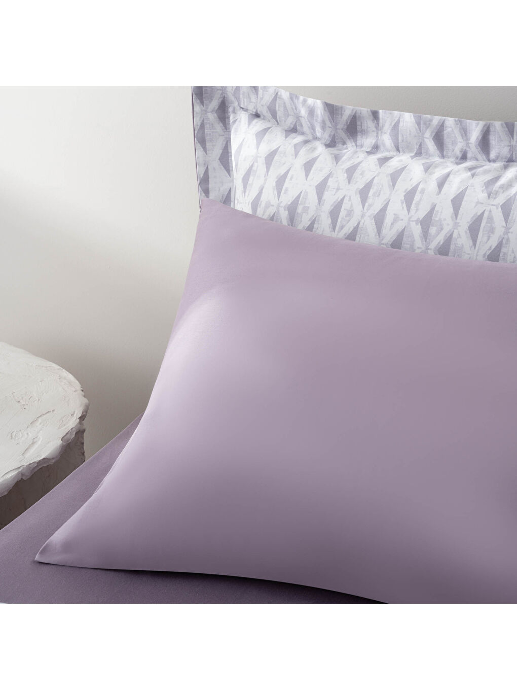 Tria Tek Kişilik Nevresim Takımı %100 Pamuk 210 TC 83 Tel Saten Digital Baskılı Lila 160x220 Cm-1