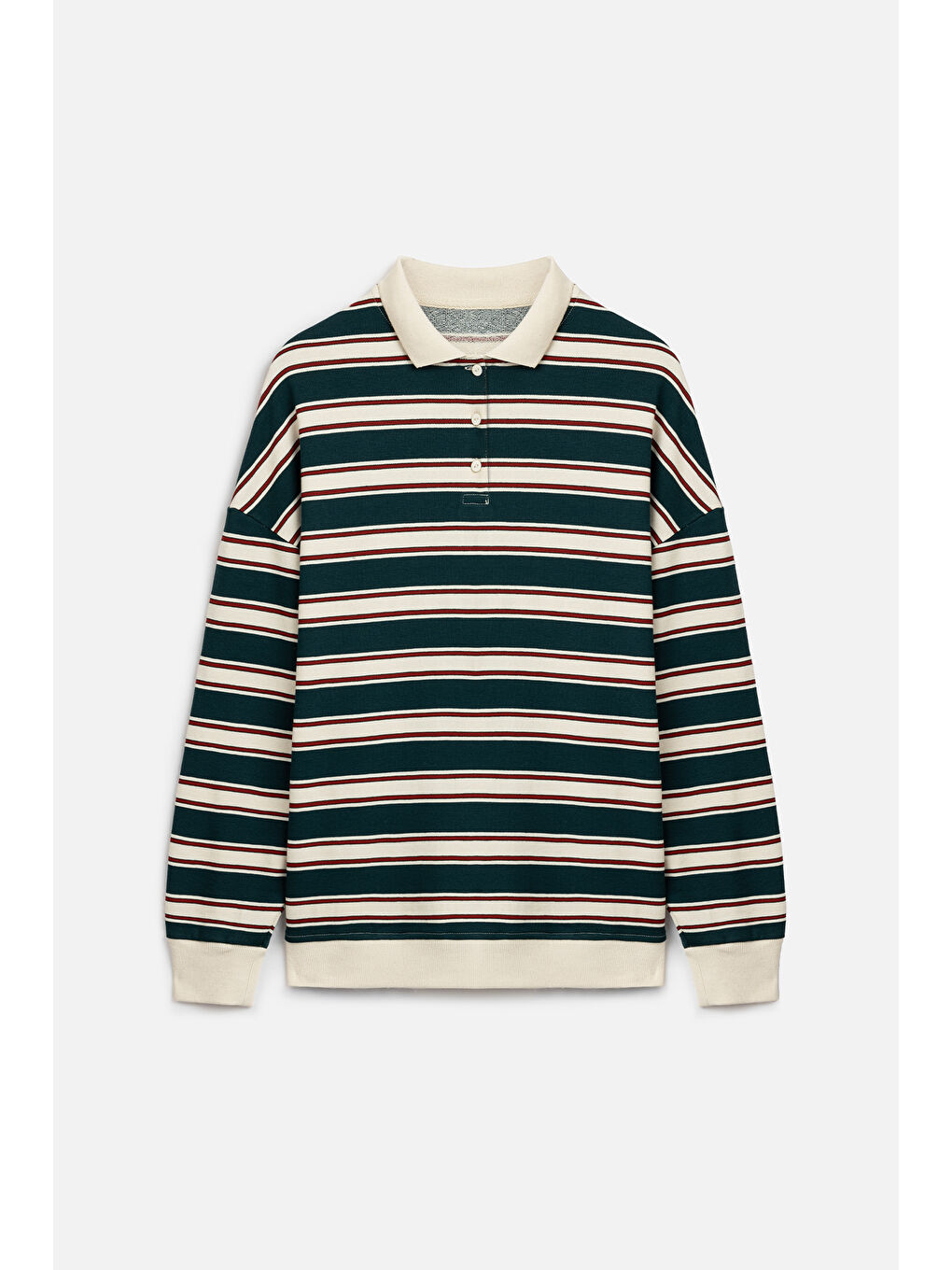 Polo Yaka Oversıze Sweatshırt Yeşil-1