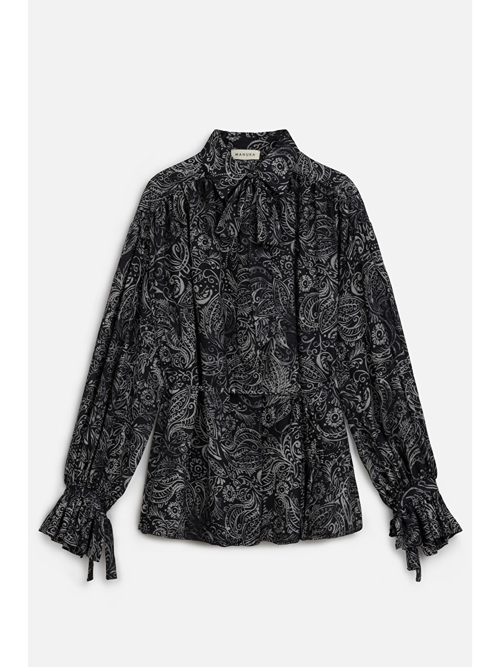 Karışık Desenli Bağlamalı Gömlek Freesıa-1