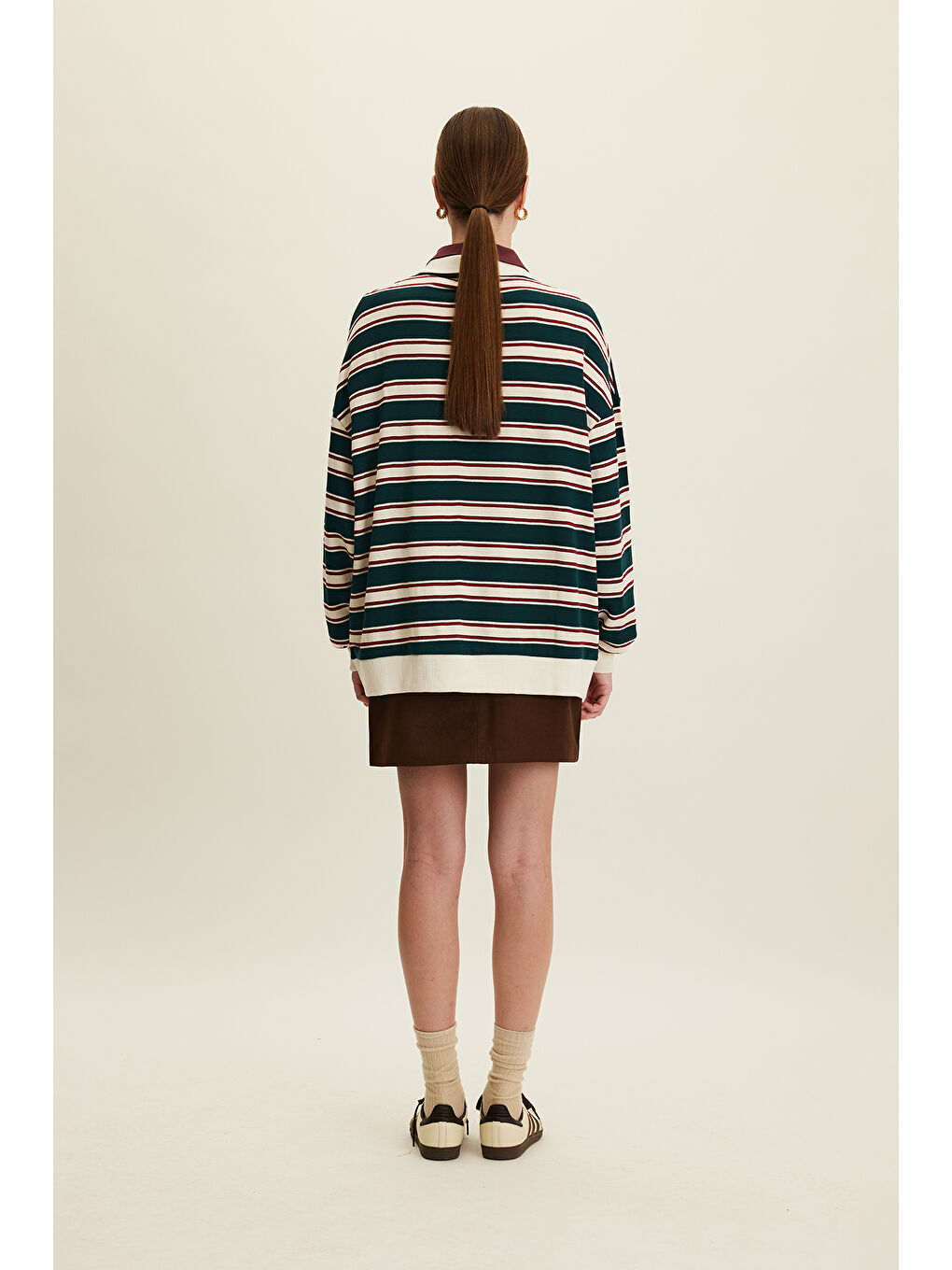 Polo Yaka Oversıze Sweatshırt Yeşil-6