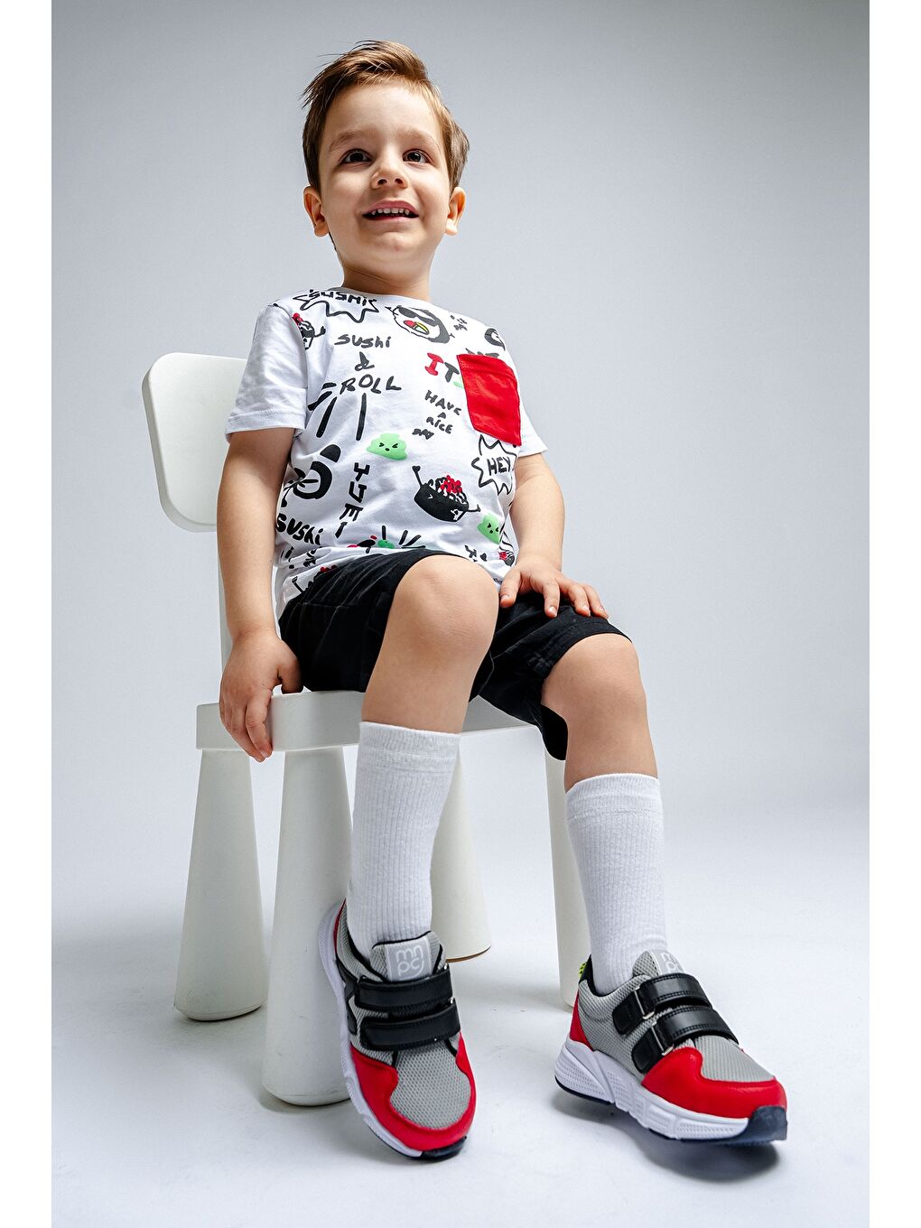 Erkek Çocuk Kırmızı-Gri Spor Ayakkabı-1