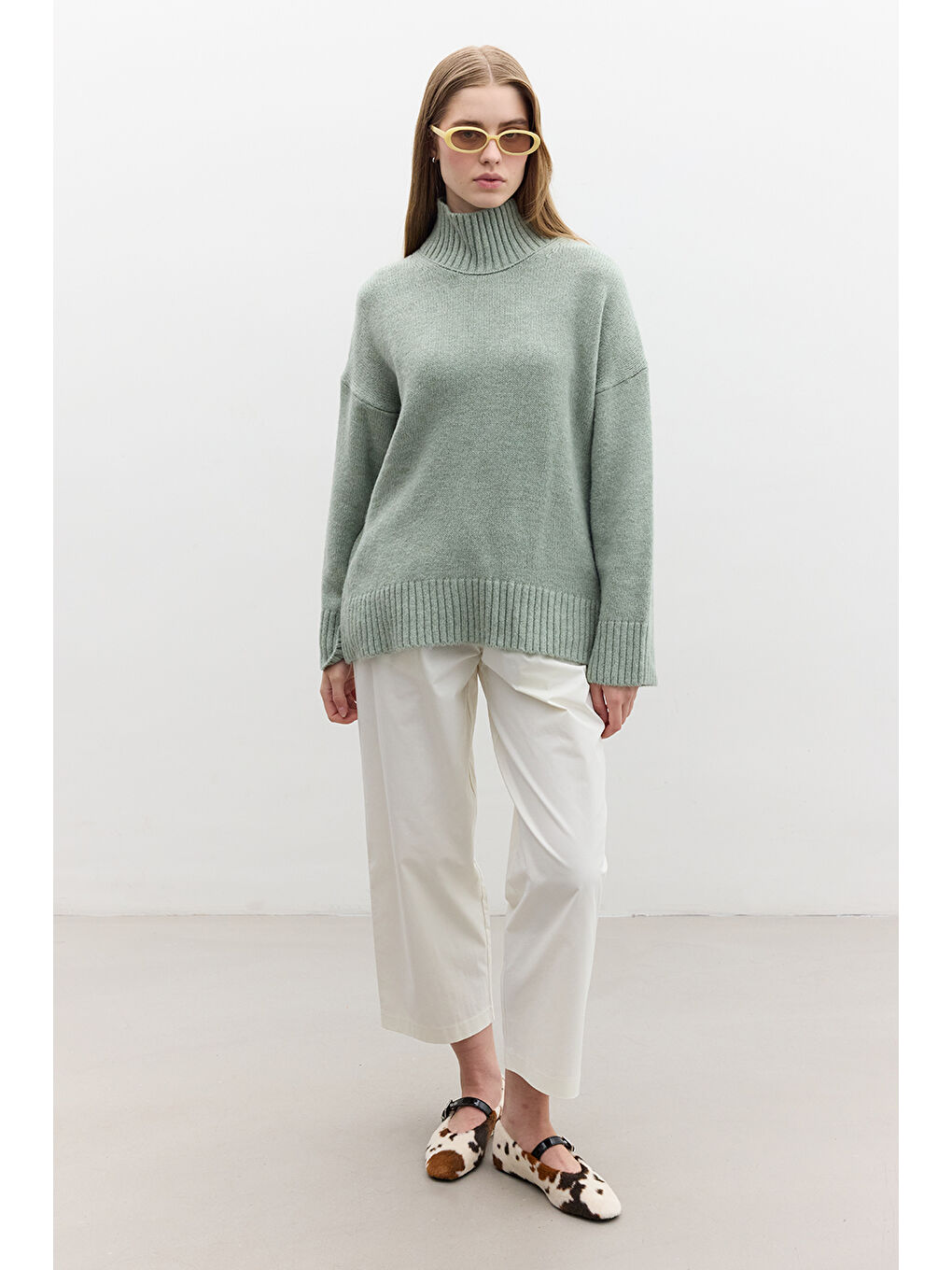 Yeşil Oversize Yumuşak Kazak Mint-3