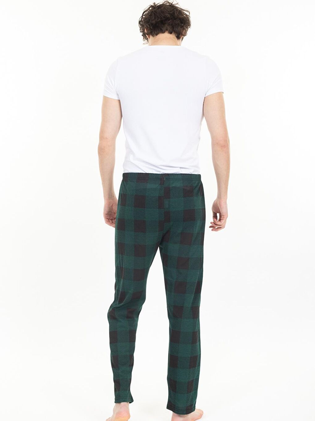 Yeşil Kareli Ekose Erkek Eşofman Alt-3