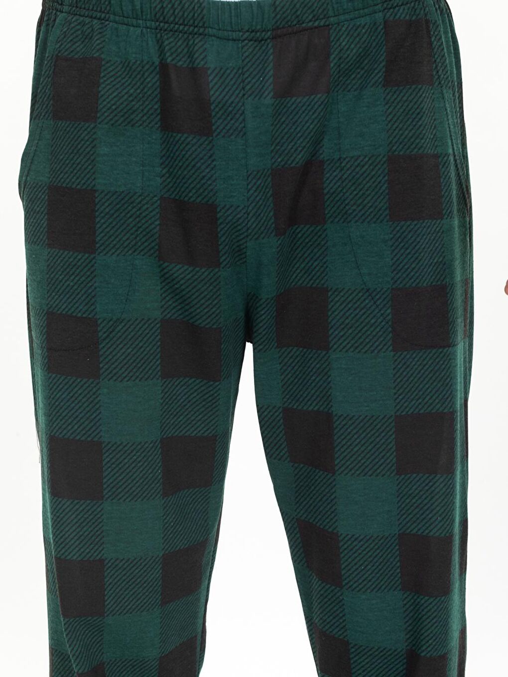 Yeşil Kareli Ekose Erkek Eşofman Alt-5