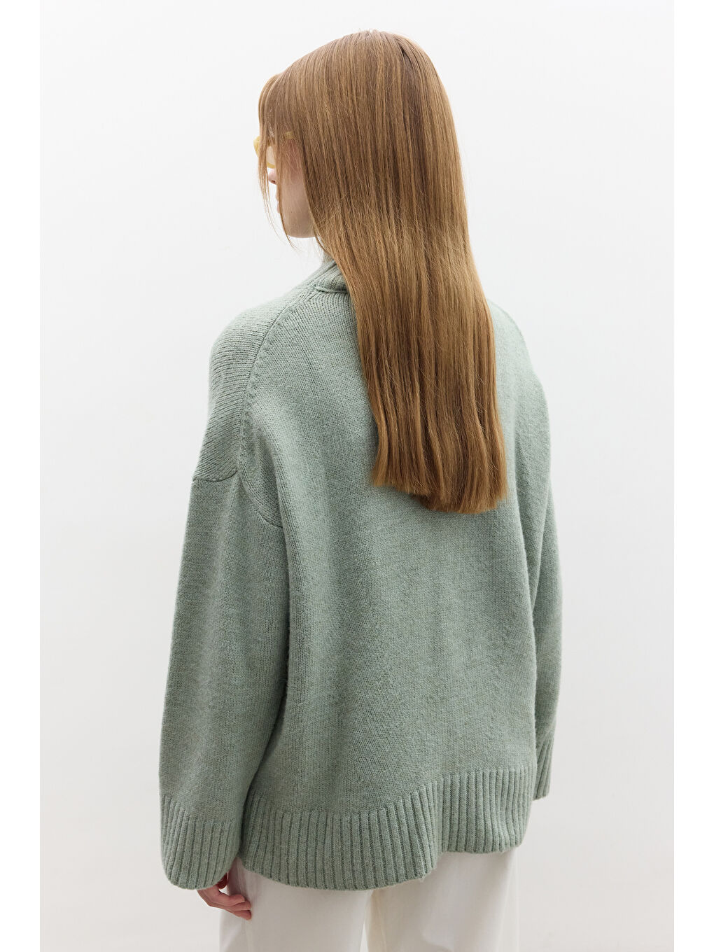 Yeşil Oversize Yumuşak Kazak Mint-6