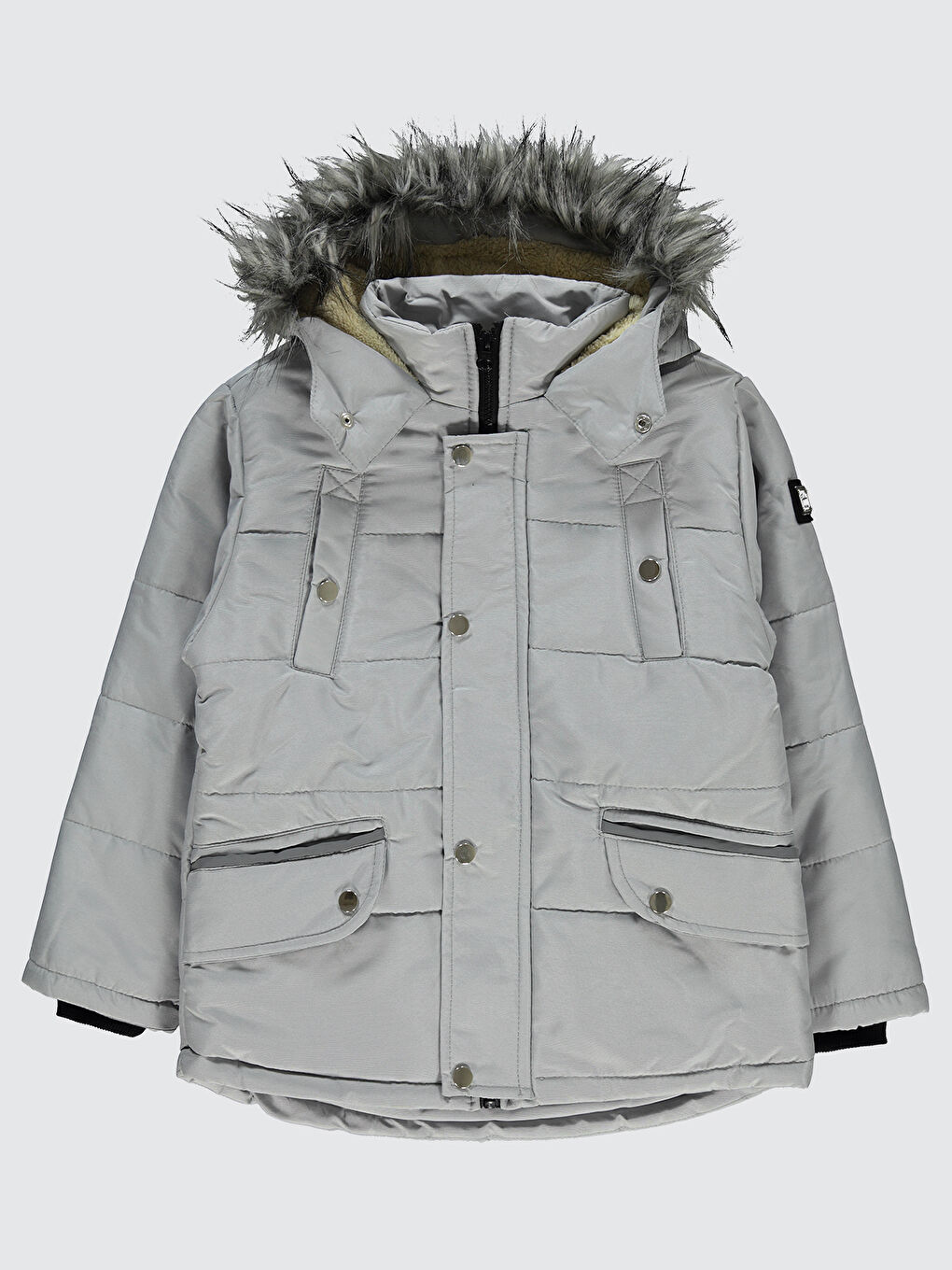 Erkek Çocuk Kapüşonlu Mont 6 9 Yaş Gri