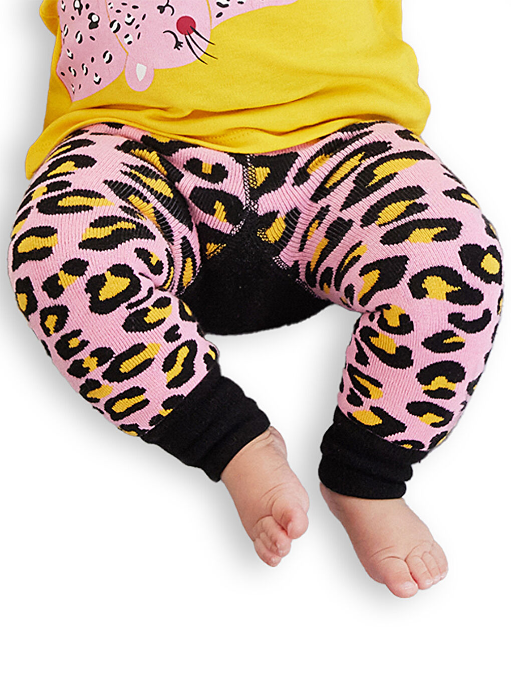 Karışık Leopar Desenli Kız Bebek Tayt Pantolon-1