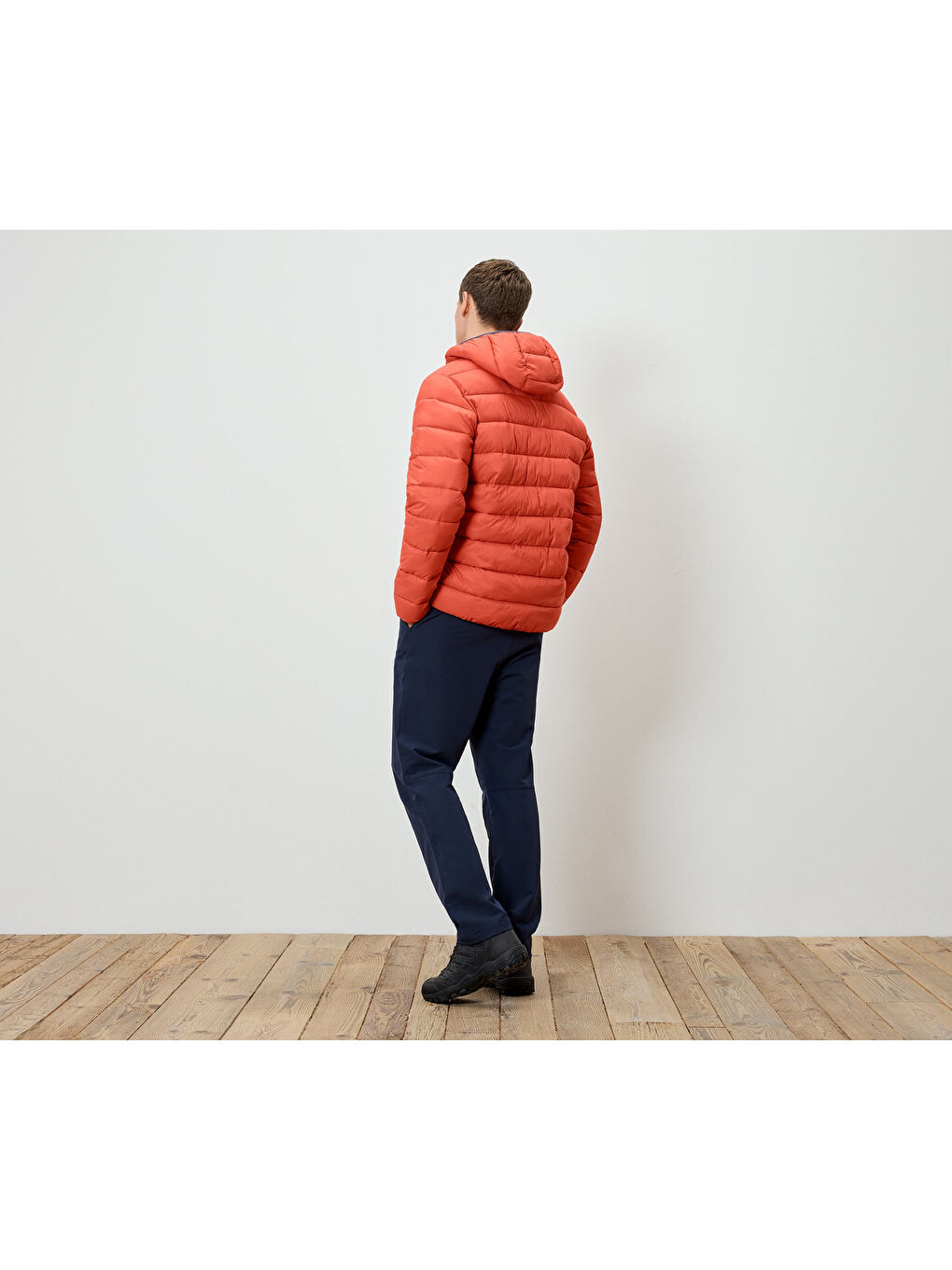 Erkek Kapitone Şişme Mont, Turuncu-XL-3