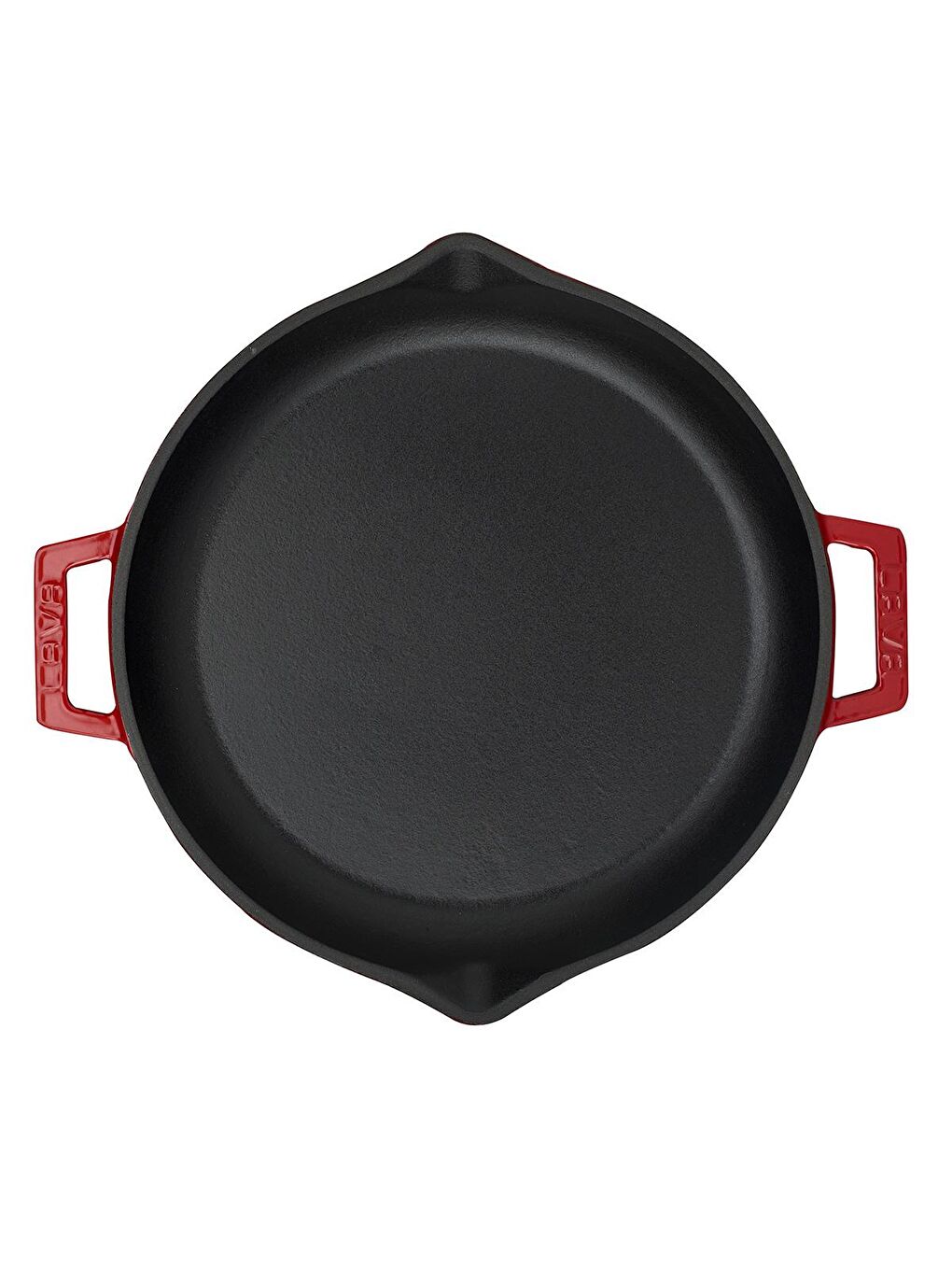 Kırmızı Yuvarlak Kızartma Tavası Döküm Demir Yekpare Çift Kulplu Çap(Ø)30cm.-2
