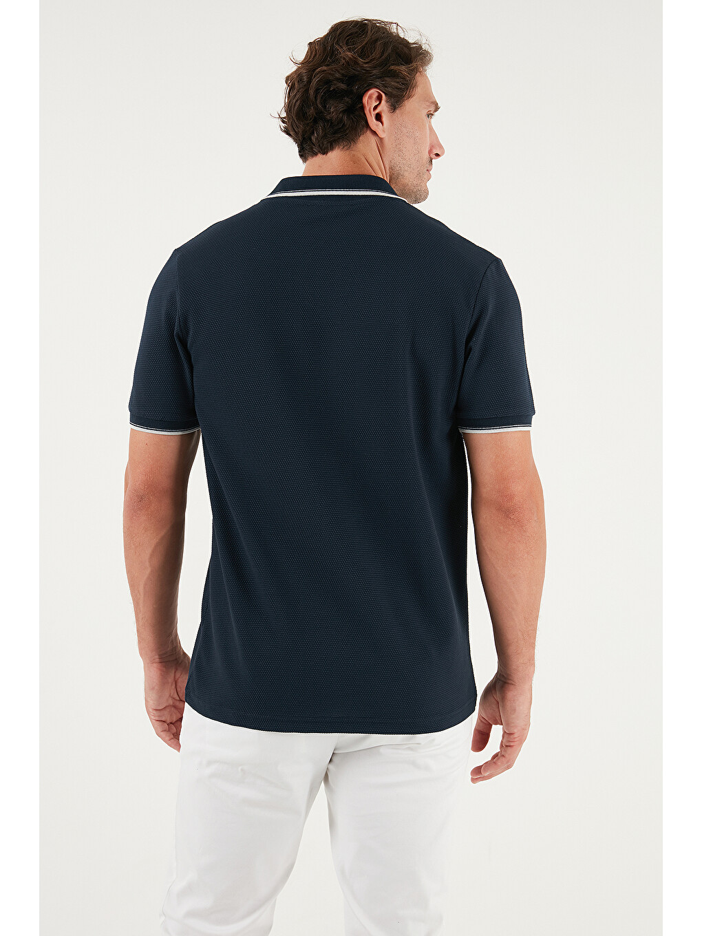 İndigo Streç Pamuklu Regular Fit Şerit Detaylı Polo Yaka T Shirt 5902768-5