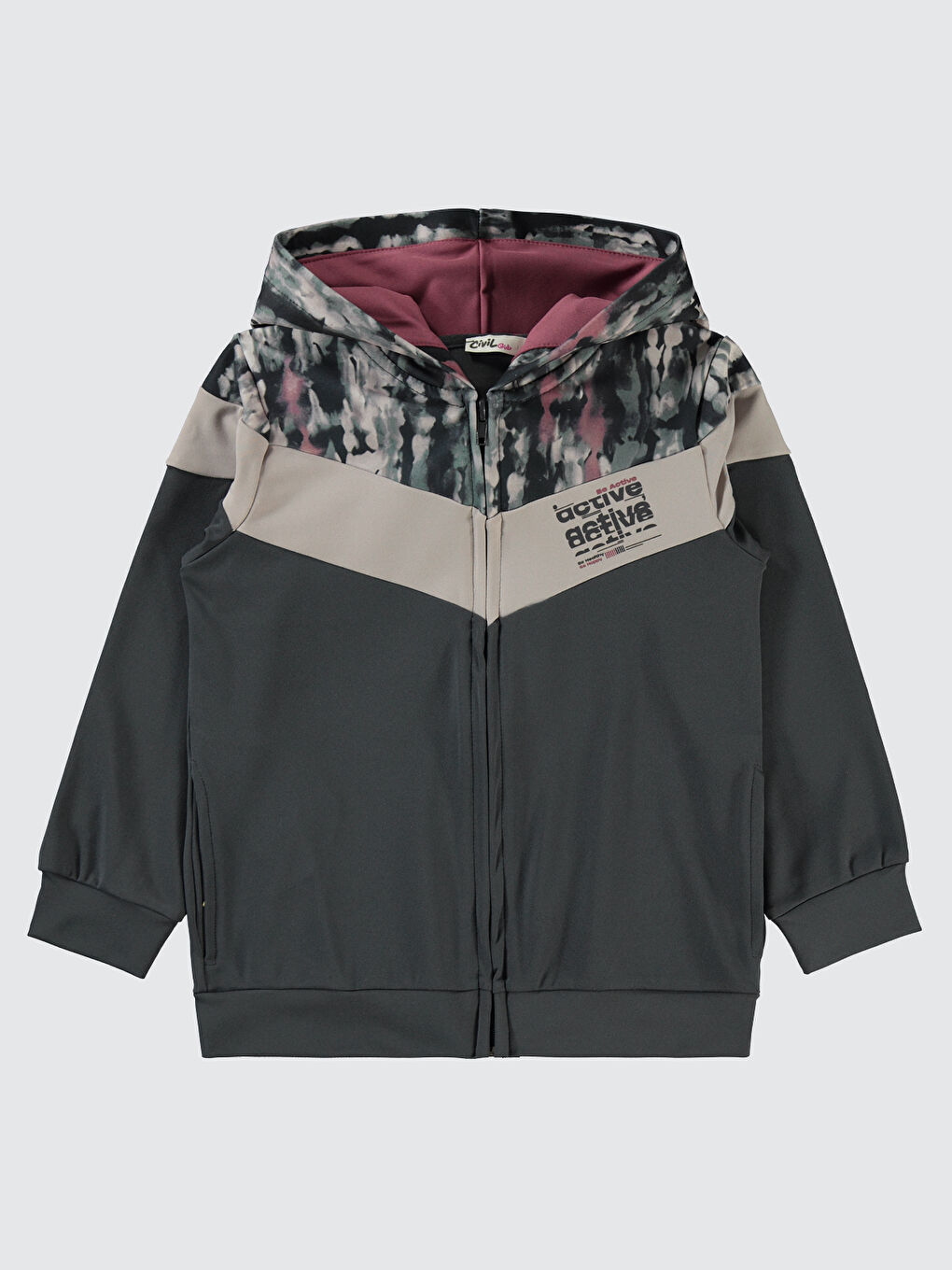 Gri Erkek Çocuk  Fermuarlı Sweatshırt