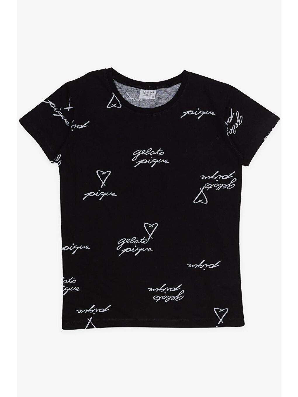 Kız Çocuk Pijama Takımı Kalpli Yazı Desenli Siyah (9 Yaş)-2